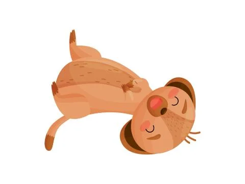 Cartoon gopher happily lying around. Vector illustration on white background. Stock Illustration
