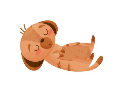Cartoon gopher resting supine. Vector illustration on white background. Stock Illustration