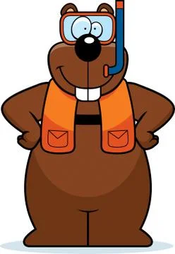 Cartoon gopher snorkeling Stock Illustration