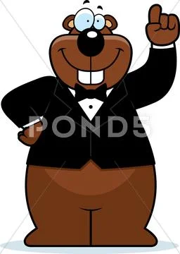 Cartoon gopher tuxedo Stock Illustration