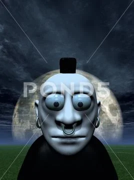 Cartoon gothic under night sky - 3d illustration Stock Illustration