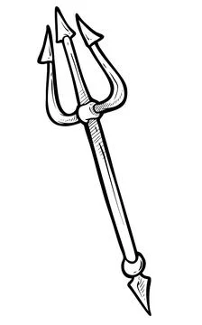Cartoon graphic hand drawn devil sharp trident Stock Illustration