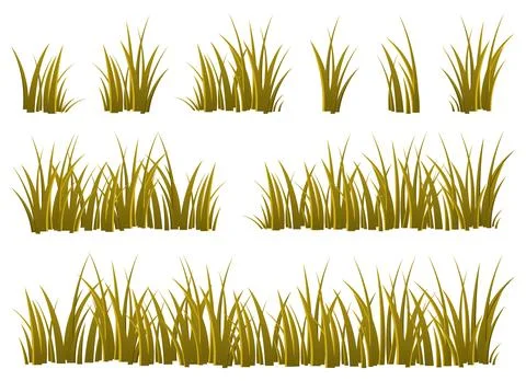 Cartoon grass leaves collection vector illustration isolated on white Stock Illustration