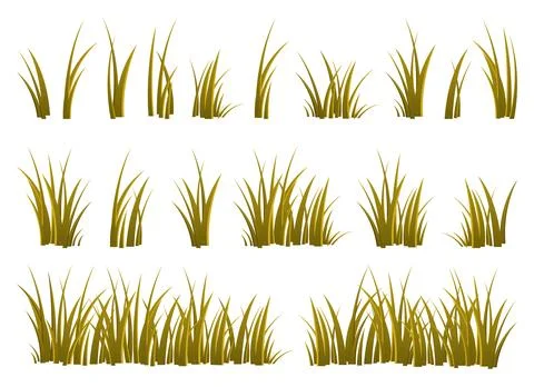 Cartoon grass leaves collection vector illustration isolated on white Stock Illustration
