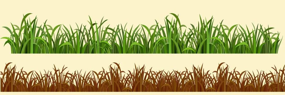 Cartoon grass in a row in two variations Stock Illustration