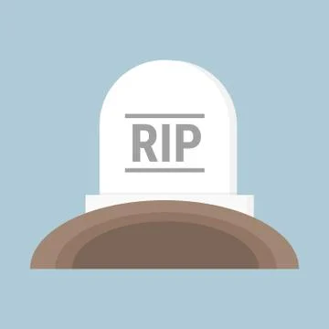 Cartoon grave flat design. Vector illustration, long shadow, halloween. Stock Illustration