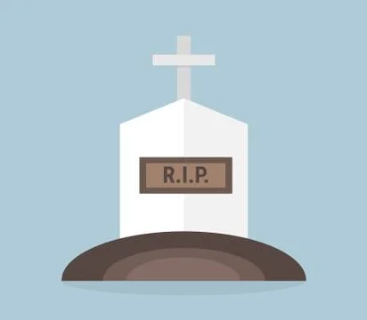 Cartoon grave flat design. Vector illustration Stock Illustration