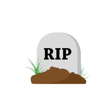 Cartoon grave flat design. Vector illustration, long shadow, halloween. Stock Illustration