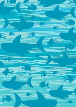 Cartoon Great White Shark Pattern Stock-Illustration