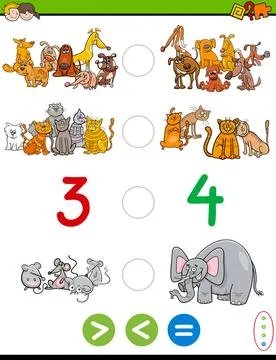 Cartoon greater less or equal worksheet Cartoon Illustration of Educationa... Stock Photos