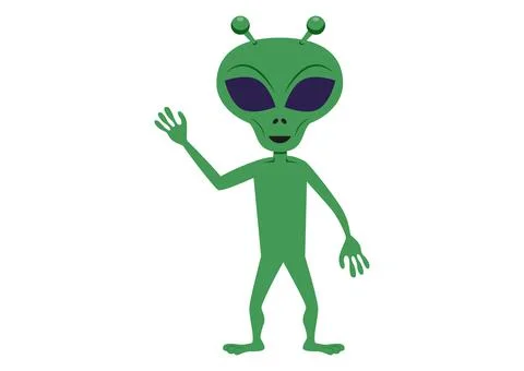 Cartoon green alien. Vector illustration of aliens isolated on a white backgr Stock Illustration