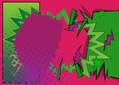 Cartoon green and purple background, comic book abstract backdrop. Retro ve.. Stock Illustration
