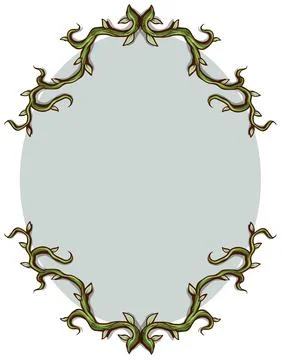 Cartoon green border frame branch with leaves Stock Illustration
