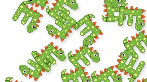 Cartoon Green Dinosaur Characters Falling Downward Against Stock Footage 342237777