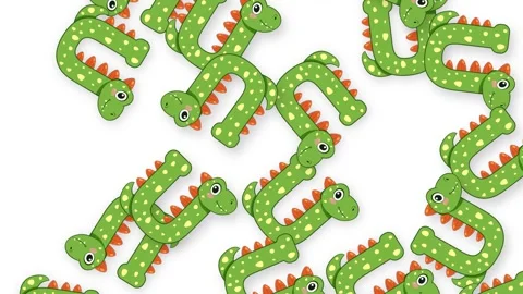 Cartoon Green Dinosaur Characters Falling Against a Plain White Background Video stock 345297187