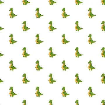 Cartoon green dinosaur seamless pattern for kids design Stock Illustration