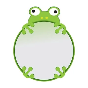 Cartoon green frog with frame vector animal illustration Stock Illustration
