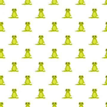 Cartoon green frog seamless repeating pattern background Stock Illustration