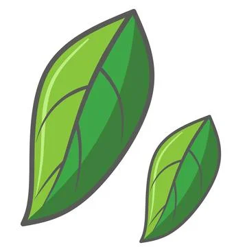 Cartoon green leaf, isolated on white background. Stock Illustration