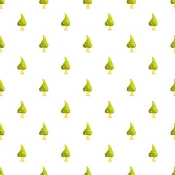 Cartoon green mushroom pattern on a white background Stock Illustration