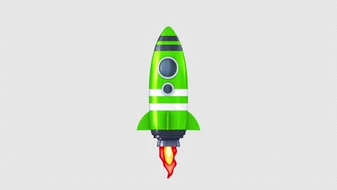 Cartoon Green Space Rocket Stock Footage 152740441