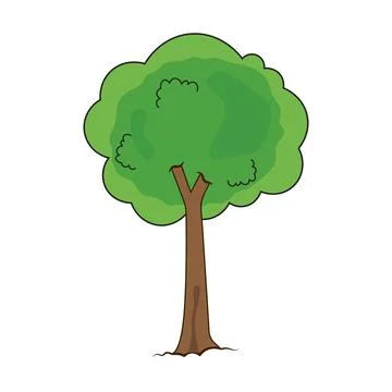 Cartoon Green Tree Vector Illustration Stock Illustration