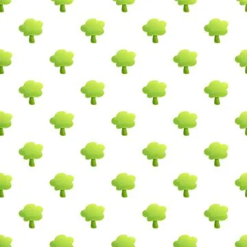 Cartoon green trees creating seamless pattern background Stock Illustration