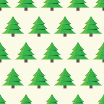 Cartoon green trees seamless pattern Stock Illustration