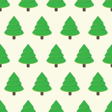 Cartoon green trees seamless pattern Stock Illustration