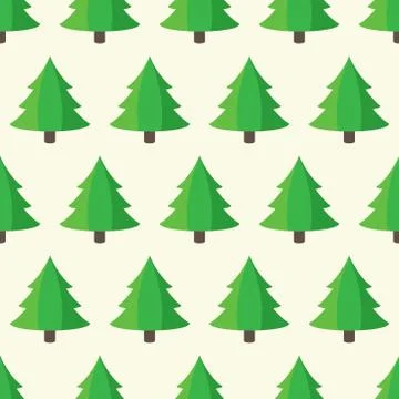 Cartoon green trees seamless pattern Stock Illustration