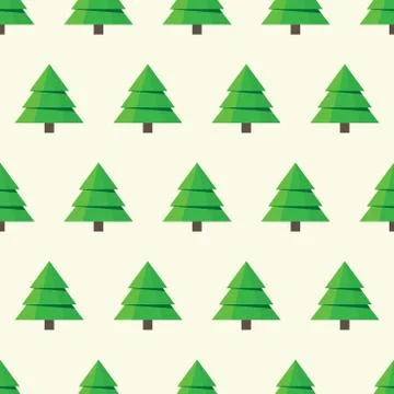 Cartoon green trees seamless pattern Stock Illustration