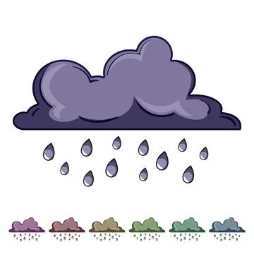 Cartoon grey cloud raining water droplets イラスト素材