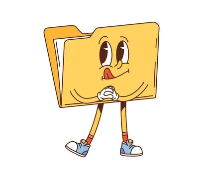 Cartoon groovy computer folder retro character イラスト素材