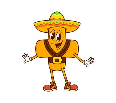 Cartoon groovy math character of plus sign cowboy Stock Illustration