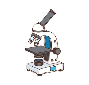 Cartoon groovy microscope, scientific instrument Illustrazione stock