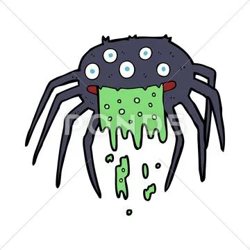 Cartoon gross halloween spider Stock Illustration