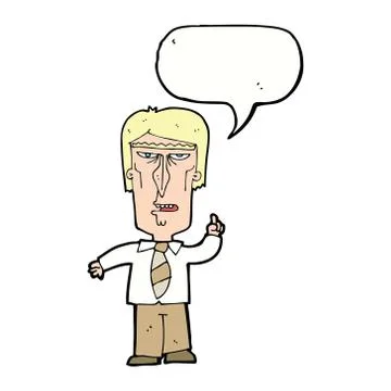 Cartoon grumpy boss with speech bubble Stock Illustration
