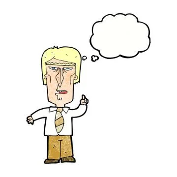 Cartoon grumpy boss with thought bubble Stock Illustration