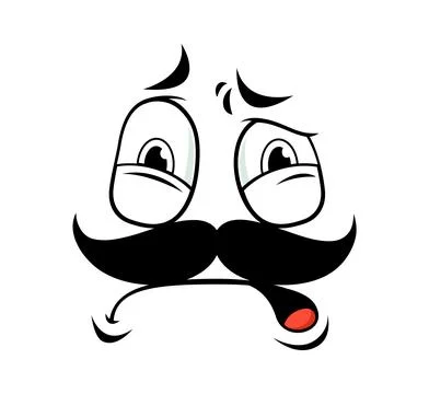 Cartoon grumpy face with scared emotion Stock Illustration