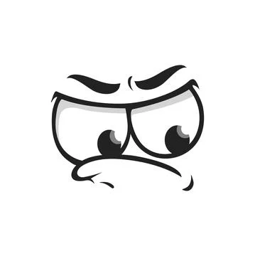 Cartoon grumpy face, wrathy sad ireful emoji Stock Illustration