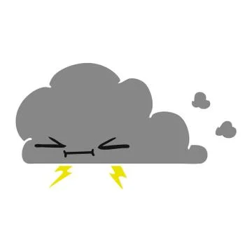 Cartoon of a grumpy lightening cloud Stock Illustration