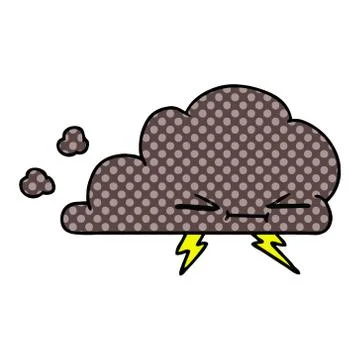 Cartoon of a grumpy lightening cloud Stock Illustration