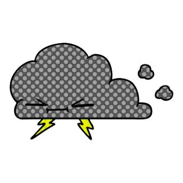 Cartoon of a grumpy lightening cloud 스톡 일러스트