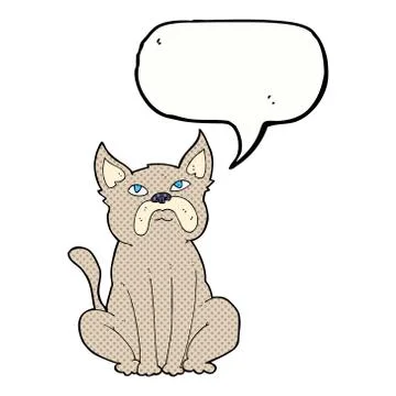 Cartoon grumpy little dog with speech bubble 스톡 일러스트