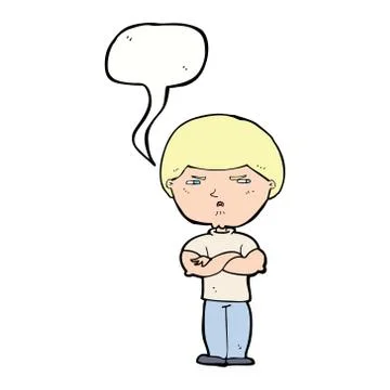 Cartoon grumpy man with speech bubble Stock Illustration