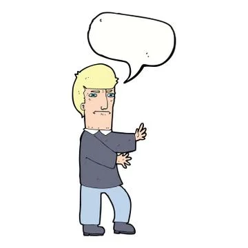 Cartoon grumpy man with speech bubble Stock Illustration