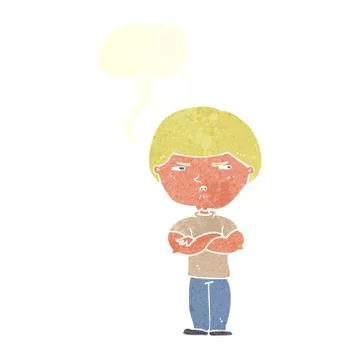 Cartoon grumpy man with speech bubble 스톡 일러스트