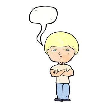 Cartoon grumpy man with speech bubble Stock Illustration