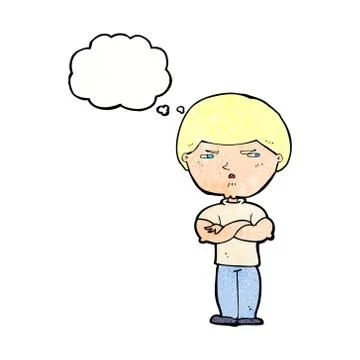 Cartoon grumpy man with thought bubble Stock Illustration