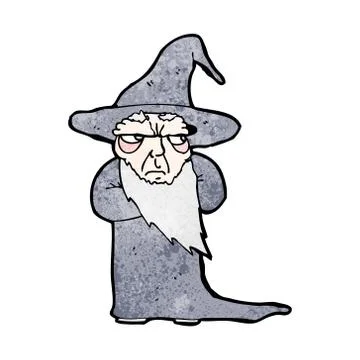Cartoon grumpy old wizard Stock Illustration